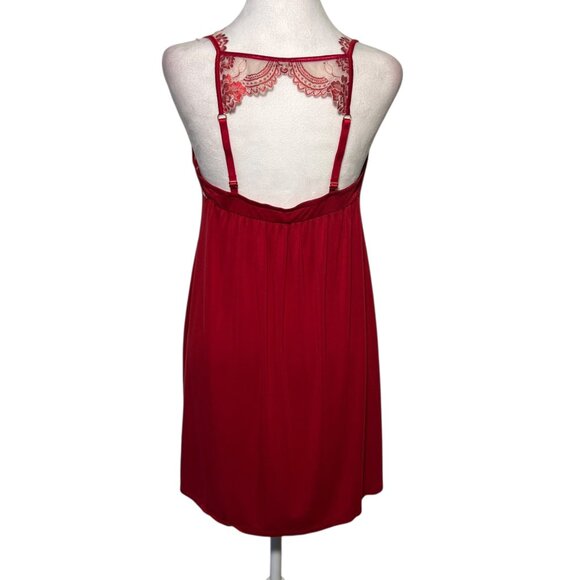 Some Babydoll Chemise Slip Nightgown Red Lacy Sexy Flowy Romantic Medium - Picture 2 of 9